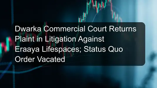 Dwarka Commercial Court Returns Plaint in Litigation Against Eraaya Lifespaces; Status Quo Order Vacated