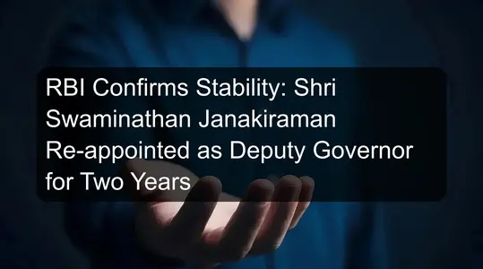 RBI Confirms Stability: Shri Swaminathan Janakiraman Re-appointed as Deputy Governor for Two Years