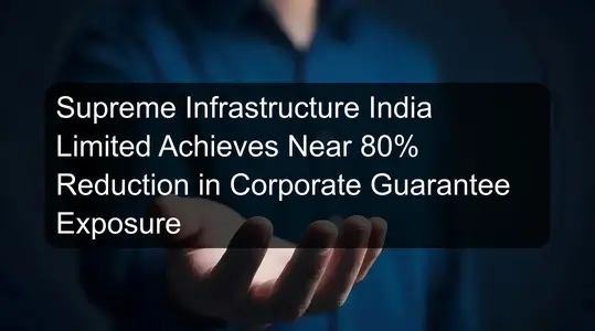 Supreme Infrastructure India Limited Achieves Near 80% Reduction in Corporate Guarantee Exposure