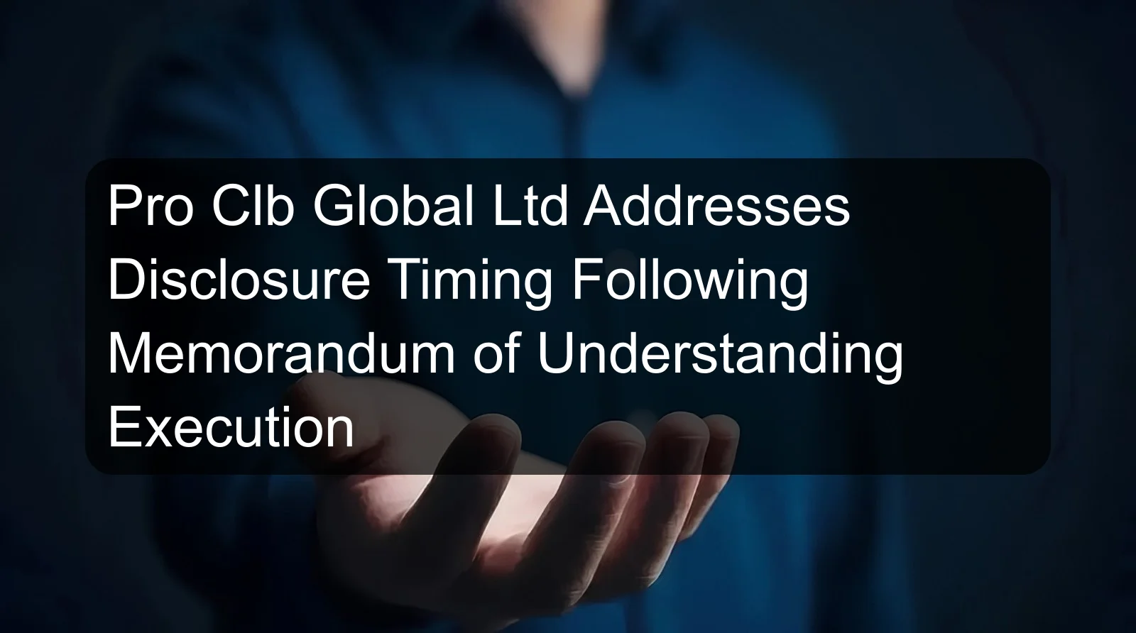 Pro Clb Global Ltd Addresses Disclosure Timing Following Memorandum of Understanding Execution