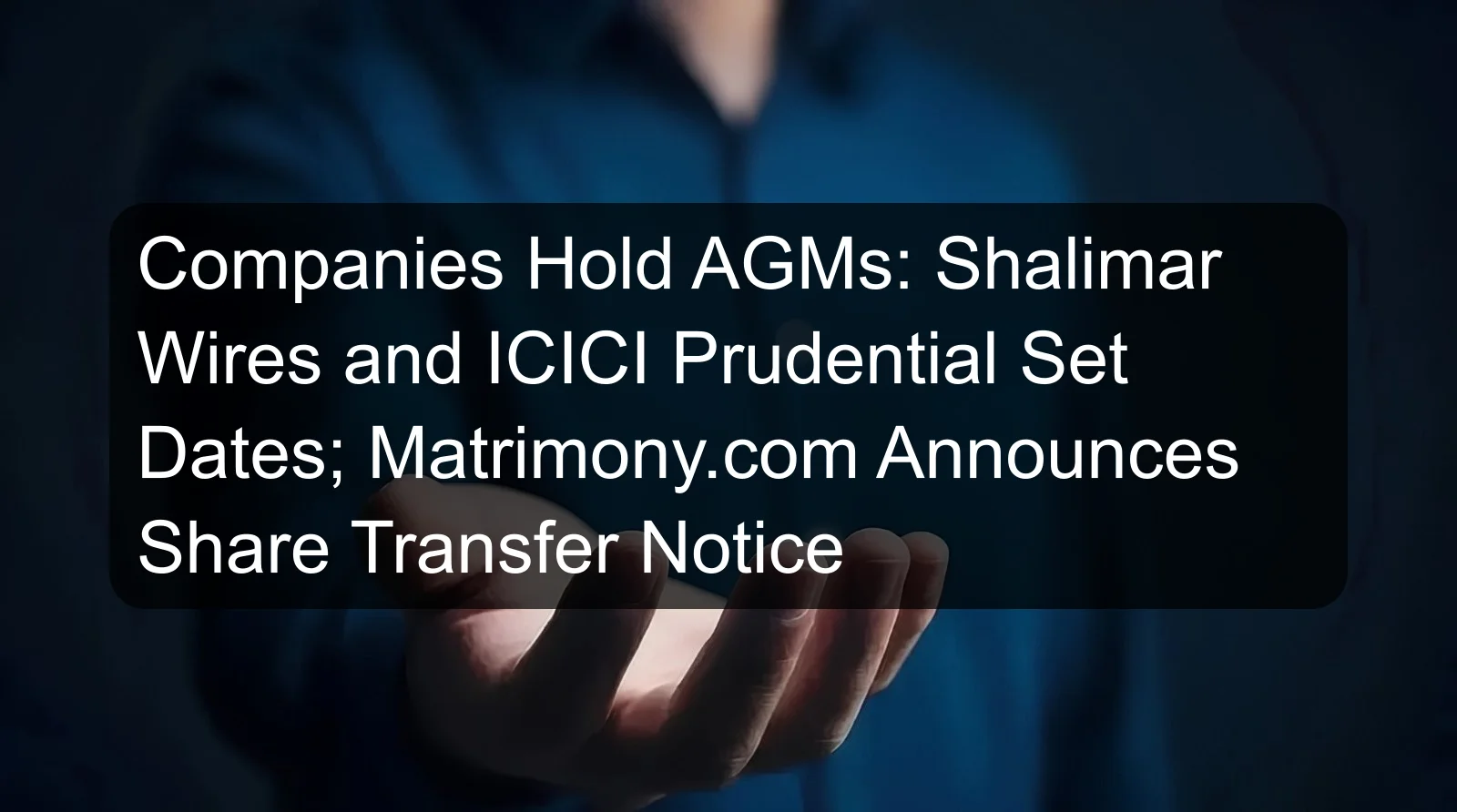 Companies Hold AGMs: Shalimar Wires and ICICI Prudential Set Dates; Matrimony.com Announces Share Transfer Notice