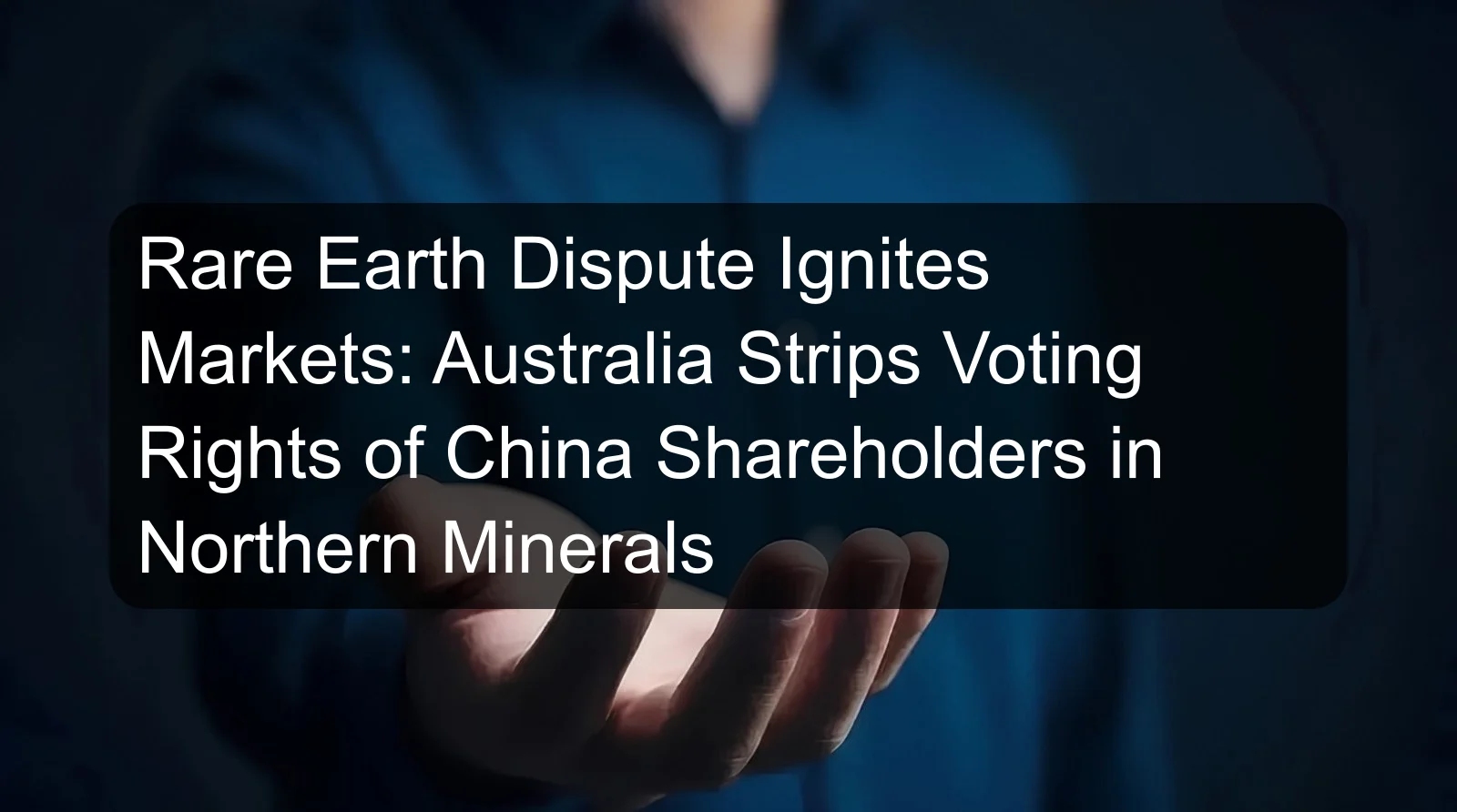 Rare Earth Dispute Ignites Markets: Australia Strips Voting Rights of China Shareholders in Northern Minerals