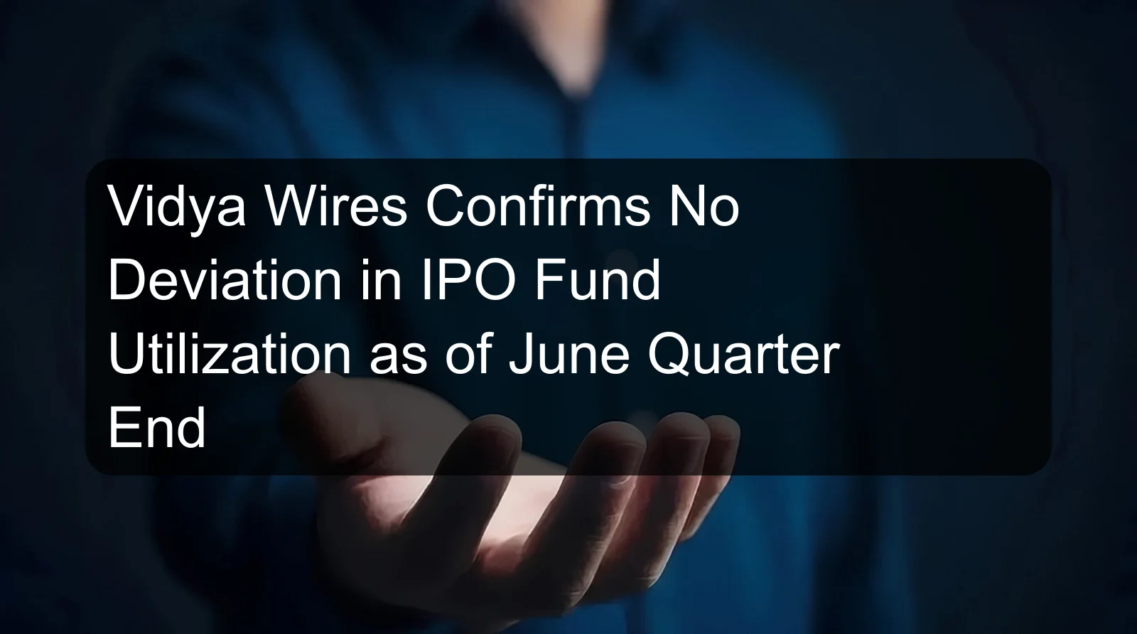 Vidya Wires Confirms No Deviation in IPO Fund Utilization as of June Quarter End Vidya Wires Confirms No Deviation in IPO Fund Utilization as of June Quarter End