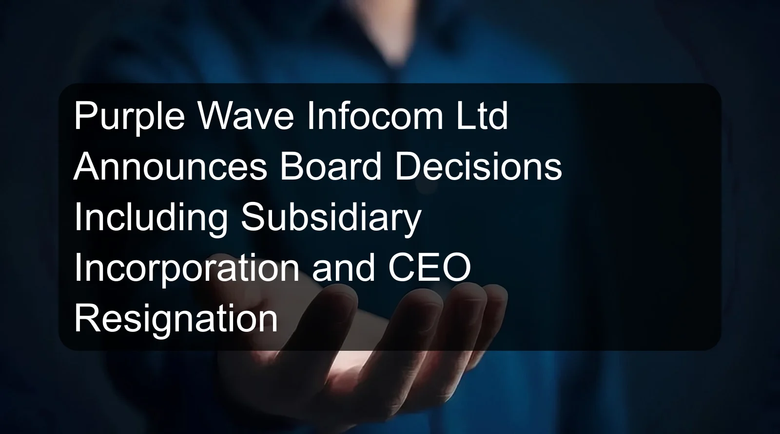 Purple Wave Infocom Ltd Announces Board Decisions Including Subsidiary Incorporation and CEO Resignation